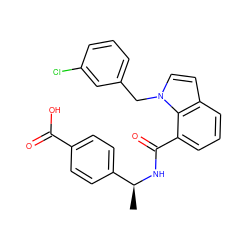 C[C@H](NC(=O)c1cccc2ccn(Cc3cccc(Cl)c3)c12)c1ccc(C(=O)O)cc1 ZINC000043175188