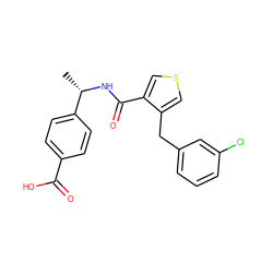 C[C@H](NC(=O)c1cscc1Cc1cccc(Cl)c1)c1ccc(C(=O)O)cc1 ZINC000045358395