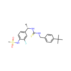 C[C@H](NC(=S)NCc1ccc(C(C)(C)C)cc1)c1ccc(NS(C)(=O)=O)c(F)c1 ZINC000014973349