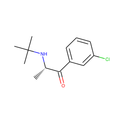 C[C@H](NC(C)(C)C)C(=O)c1cccc(Cl)c1 ZINC000000020228