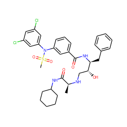 C[C@H](NC[C@@H](O)[C@H](Cc1ccccc1)NC(=O)c1cccc(N(c2cc(Cl)cc(Cl)c2)S(C)(=O)=O)c1)C(=O)NC1CCCCC1 ZINC000058614547