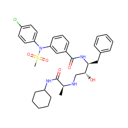 C[C@H](NC[C@@H](O)[C@H](Cc1ccccc1)NC(=O)c1cccc(N(c2ccc(Cl)cc2)S(C)(=O)=O)c1)C(=O)NC1CCCCC1 ZINC000058468479