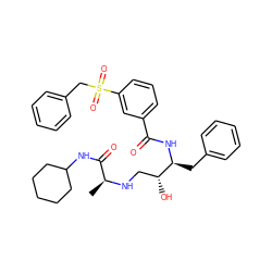 C[C@H](NC[C@@H](O)[C@H](Cc1ccccc1)NC(=O)c1cccc(S(=O)(=O)Cc2ccccc2)c1)C(=O)NC1CCCCC1 ZINC000058594232