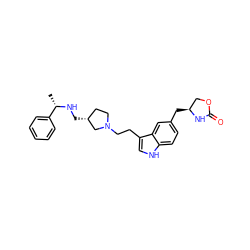 C[C@H](NC[C@@H]1CCN(CCc2c[nH]c3ccc(C[C@H]4COC(=O)N4)cc23)C1)c1ccccc1 ZINC000027761013