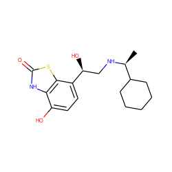 C[C@H](NC[C@H](O)c1ccc(O)c2[nH]c(=O)sc12)C1CCCCC1 ZINC000058590529