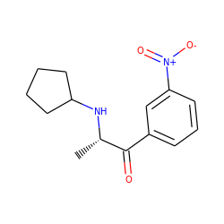 C[C@H](NC1CCCC1)C(=O)c1cccc([N+](=O)[O-])c1 ZINC000045364850