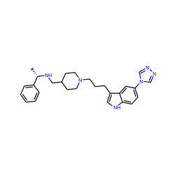 C[C@H](NCC1CCN(CCCc2c[nH]c3ccc(-n4cnnc4)cc23)CC1)c1ccccc1 ZINC000013802602