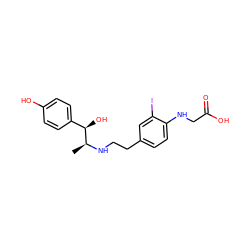 C[C@H](NCCc1ccc(NCC(=O)O)c(I)c1)[C@H](O)c1ccc(O)cc1 ZINC000013862643