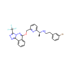 C[C@H](NCCc1cccc(Br)c1)c1cccc(COc2nn3c(C(F)(F)F)nnc3c3ccccc23)n1 ZINC000026504040