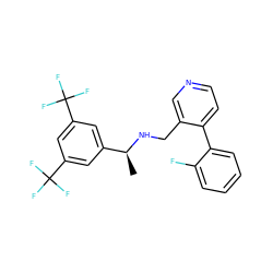 C[C@H](NCc1cnccc1-c1ccccc1F)c1cc(C(F)(F)F)cc(C(F)(F)F)c1 ZINC000096285070