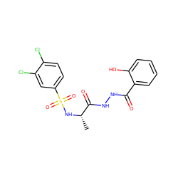 C[C@H](NS(=O)(=O)c1ccc(Cl)c(Cl)c1)C(=O)NNC(=O)c1ccccc1O ZINC000017576199