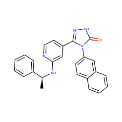 C[C@H](Nc1cc(-c2n[nH]c(=O)n2-c2ccc3ccccc3c2)ccn1)c1ccccc1 ZINC000101387337