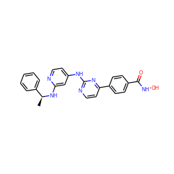 C[C@H](Nc1cc(Nc2nccc(-c3ccc(C(=O)NO)cc3)n2)ccn1)c1ccccc1 ZINC000029126483