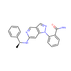 C[C@H](Nc1cc2c(cn1)cnn2-c1ccccc1C(N)=O)c1ccccc1 ZINC000040980695