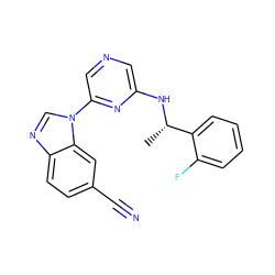 C[C@H](Nc1cncc(-n2cnc3ccc(C#N)cc32)n1)c1ccccc1F ZINC000063540223