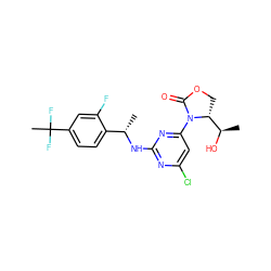 C[C@H](Nc1nc(Cl)cc(N2C(=O)OC[C@@H]2[C@@H](C)O)n1)c1ccc(C(C)(F)F)cc1F ZINC000226113694