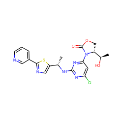 C[C@H](Nc1nc(Cl)cc(N2C(=O)OC[C@@H]2[C@@H](C)O)n1)c1cnc(-c2cccnc2)s1 ZINC000221673182