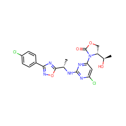 C[C@H](Nc1nc(Cl)cc(N2C(=O)OC[C@@H]2[C@@H](C)O)n1)c1nc(-c2ccc(Cl)cc2)no1 ZINC000226102768