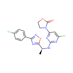 C[C@H](Nc1nc(Cl)cc(N2CCOC2=O)n1)c1nc(-c2ccc(Cl)cc2)no1 ZINC000205159104