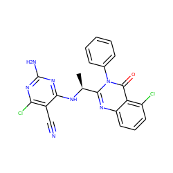 C[C@H](Nc1nc(N)nc(Cl)c1C#N)c1nc2cccc(Cl)c2c(=O)n1-c1ccccc1 ZINC000653887041