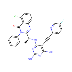 C[C@H](Nc1nc(N)nc(N)c1C#Cc1ccc(F)cn1)c1nc2cccc(Cl)c2c(=O)n1-c1ccccc1 ZINC000219083280