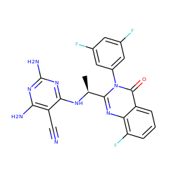 C[C@H](Nc1nc(N)nc(N)c1C#N)c1nc2c(F)cccc2c(=O)n1-c1cc(F)cc(F)c1 ZINC000209554163