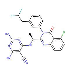 C[C@H](Nc1nc(N)nc(N)c1C#N)c1nc2cccc(Cl)c2c(=O)n1-c1cccc(CC(F)F)c1 ZINC000219326890