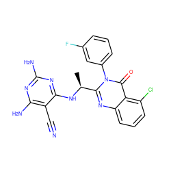 C[C@H](Nc1nc(N)nc(N)c1C#N)c1nc2cccc(Cl)c2c(=O)n1-c1cccc(F)c1 ZINC000219326082