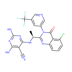 C[C@H](Nc1nc(N)nc(N)c1C#N)c1nc2cccc(Cl)c2c(=O)n1-c1cncc(C(F)(F)F)c1 ZINC000220883612