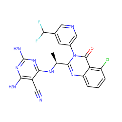 C[C@H](Nc1nc(N)nc(N)c1C#N)c1nc2cccc(Cl)c2c(=O)n1-c1cncc(C(F)F)c1 ZINC000220886465