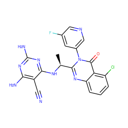 C[C@H](Nc1nc(N)nc(N)c1C#N)c1nc2cccc(Cl)c2c(=O)n1-c1cncc(F)c1 ZINC000220886219