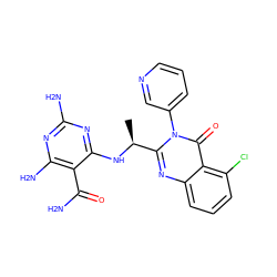 C[C@H](Nc1nc(N)nc(N)c1C(N)=O)c1nc2cccc(Cl)c2c(=O)n1-c1cccnc1 ZINC000220859622