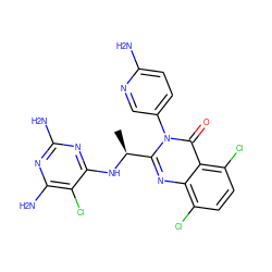 C[C@H](Nc1nc(N)nc(N)c1Cl)c1nc2c(Cl)ccc(Cl)c2c(=O)n1-c1ccc(N)nc1 ZINC000220868321