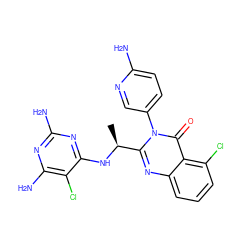 C[C@H](Nc1nc(N)nc(N)c1Cl)c1nc2cccc(Cl)c2c(=O)n1-c1ccc(N)nc1 ZINC000220868494