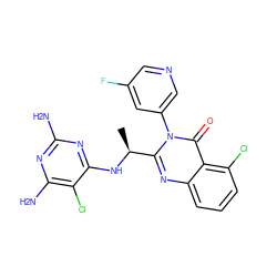 C[C@H](Nc1nc(N)nc(N)c1Cl)c1nc2cccc(Cl)c2c(=O)n1-c1cncc(F)c1 ZINC000220859701