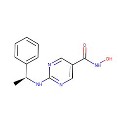 C[C@H](Nc1ncc(C(=O)NO)cn1)c1ccccc1 ZINC000145890657