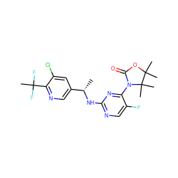 C[C@H](Nc1ncc(F)c(N2C(=O)OC(C)(C)C2(C)C)n1)c1cnc(C(C)(F)F)c(Cl)c1 ZINC000142101127