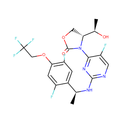 C[C@H](Nc1ncc(F)c(N2C(=O)OC[C@@H]2[C@@H](C)O)n1)c1cc(F)c(OCC(F)(F)F)cc1F ZINC000221678459