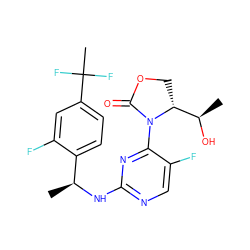 C[C@H](Nc1ncc(F)c(N2C(=O)OC[C@@H]2[C@@H](C)O)n1)c1ccc(C(C)(F)F)cc1F ZINC000226100572