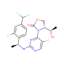 C[C@H](Nc1ncc(F)c(N2C(=O)OC[C@@H]2[C@@H](C)O)n1)c1ccc(C(F)F)cc1F ZINC000226104166