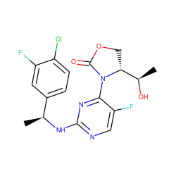 C[C@H](Nc1ncc(F)c(N2C(=O)OC[C@@H]2[C@@H](C)O)n1)c1ccc(Cl)c(F)c1 ZINC000221677547