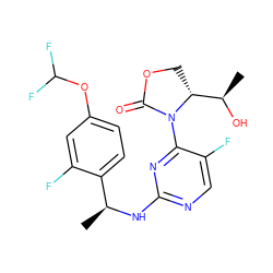 C[C@H](Nc1ncc(F)c(N2C(=O)OC[C@@H]2[C@@H](C)O)n1)c1ccc(OC(F)F)cc1F ZINC000221909010