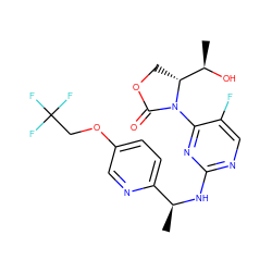 C[C@H](Nc1ncc(F)c(N2C(=O)OC[C@@H]2[C@@H](C)O)n1)c1ccc(OCC(F)(F)F)cn1 ZINC000221678716