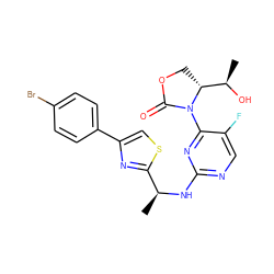 C[C@H](Nc1ncc(F)c(N2C(=O)OC[C@@H]2[C@@H](C)O)n1)c1nc(-c2ccc(Br)cc2)cs1 ZINC000218232850