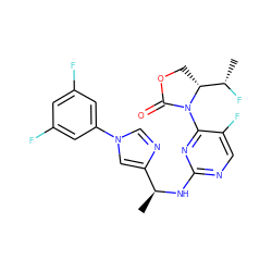 C[C@H](Nc1ncc(F)c(N2C(=O)OC[C@@H]2[C@H](C)F)n1)c1cn(-c2cc(F)cc(F)c2)cn1 ZINC000221910790