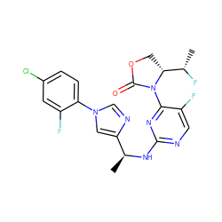 C[C@H](Nc1ncc(F)c(N2C(=O)OC[C@@H]2[C@H](C)F)n1)c1cn(-c2ccc(Cl)cc2F)cn1 ZINC000217389808