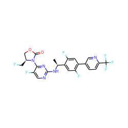 C[C@H](Nc1ncc(F)c(N2C(=O)OC[C@@H]2CF)n1)c1cc(F)c(-c2ccc(C(F)(F)F)nc2)cc1F ZINC000221682545