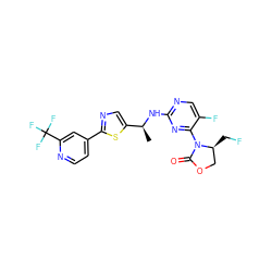 C[C@H](Nc1ncc(F)c(N2C(=O)OC[C@@H]2CF)n1)c1cnc(-c2ccnc(C(F)(F)F)c2)s1 ZINC000221682287