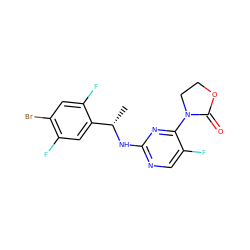 C[C@H](Nc1ncc(F)c(N2CCOC2=O)n1)c1cc(F)c(Br)cc1F ZINC000142095344