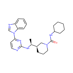 C[C@H](Nc1nccc(-n2cnc3ccccc32)n1)[C@@H]1CCCN(C(=O)NC2CCCCC2)C1 ZINC000045255049